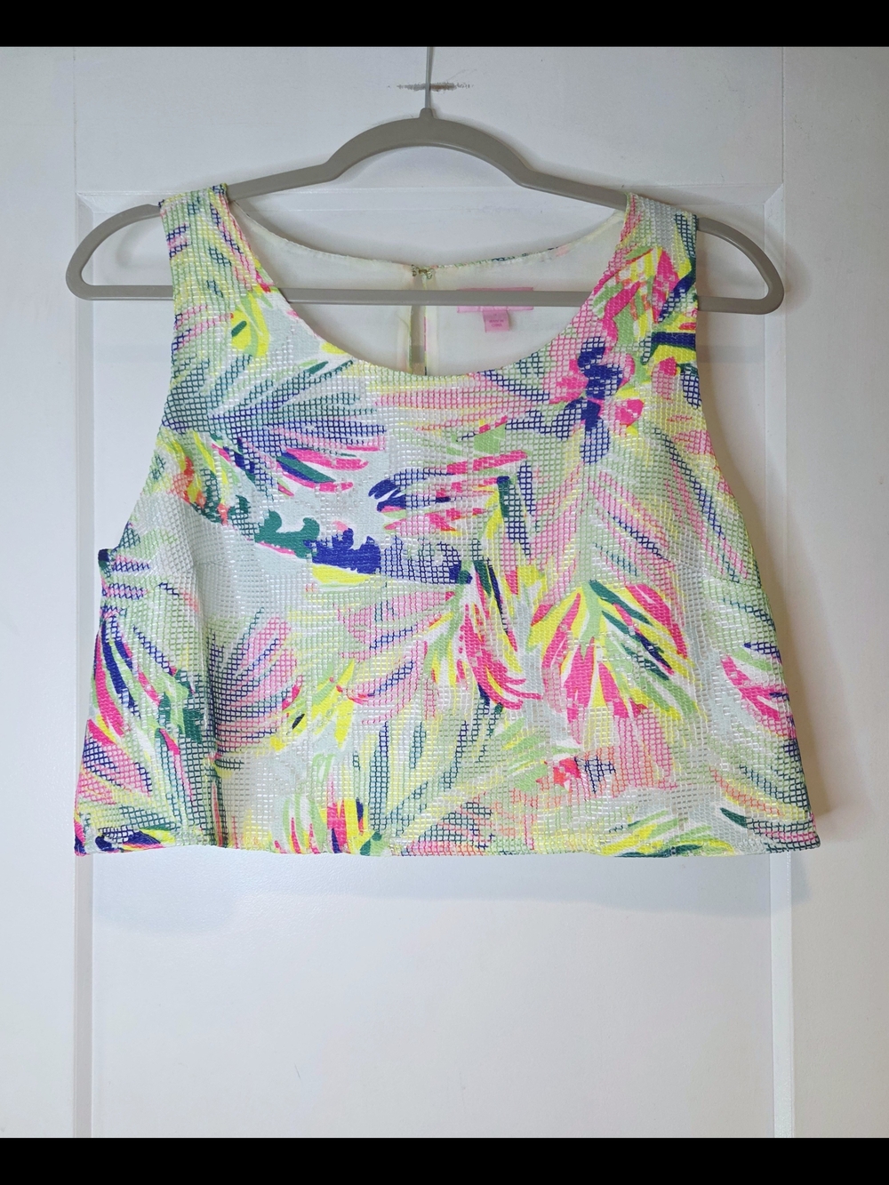 Lilly Pulitzer White Neon Palm Cropped Tank